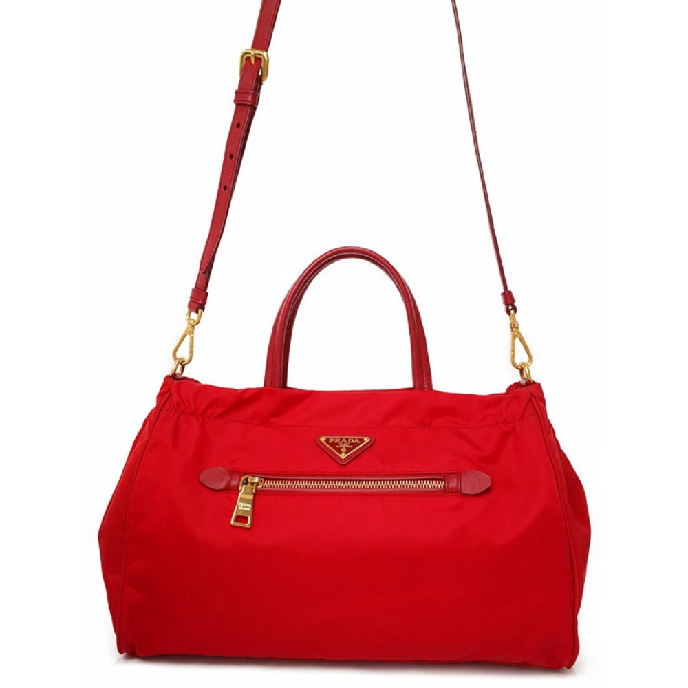 Prada Tessuto Tote Shoulder Bag Red - Picture 1 of 9
